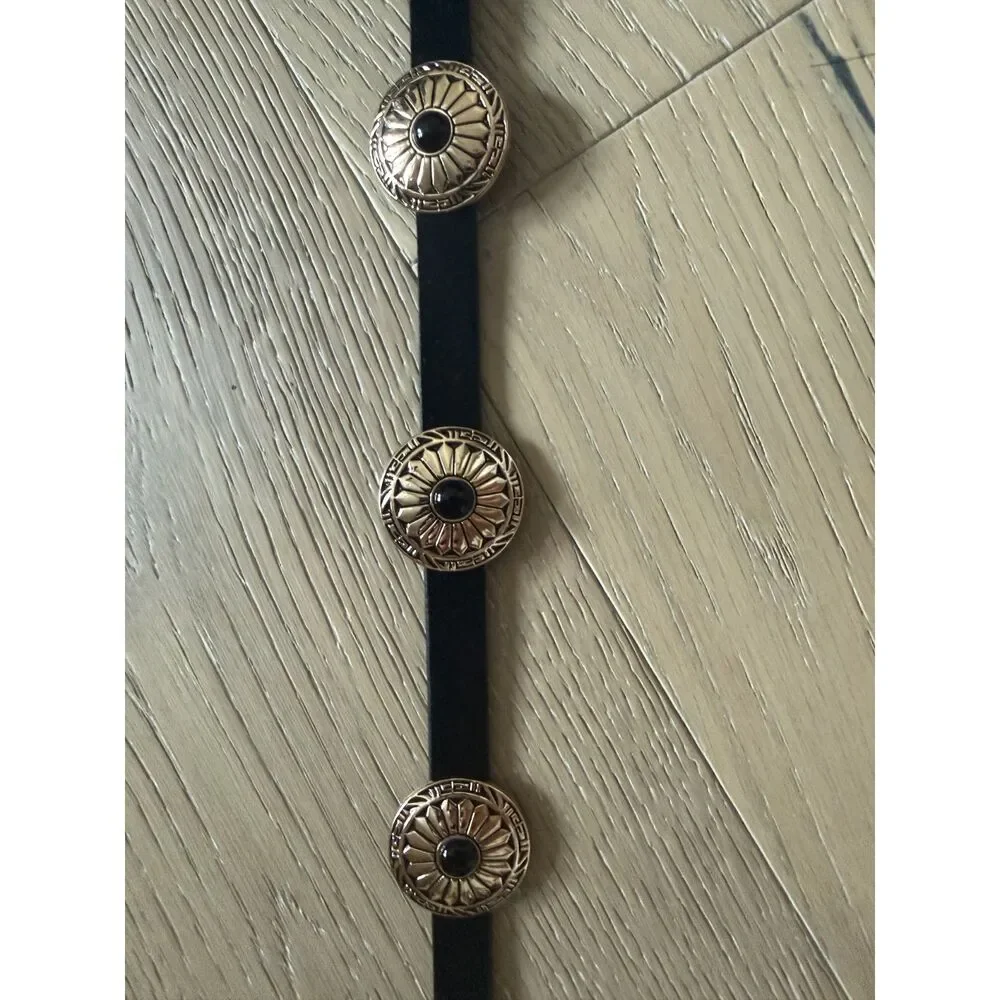 Lovers + Friends Black Leather Concho Belt Medium 38